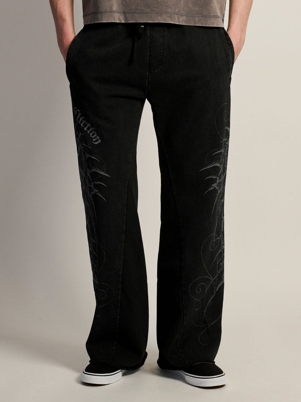 AFFLICTION SKELETON BAGGY SWEATPANT -NOIR