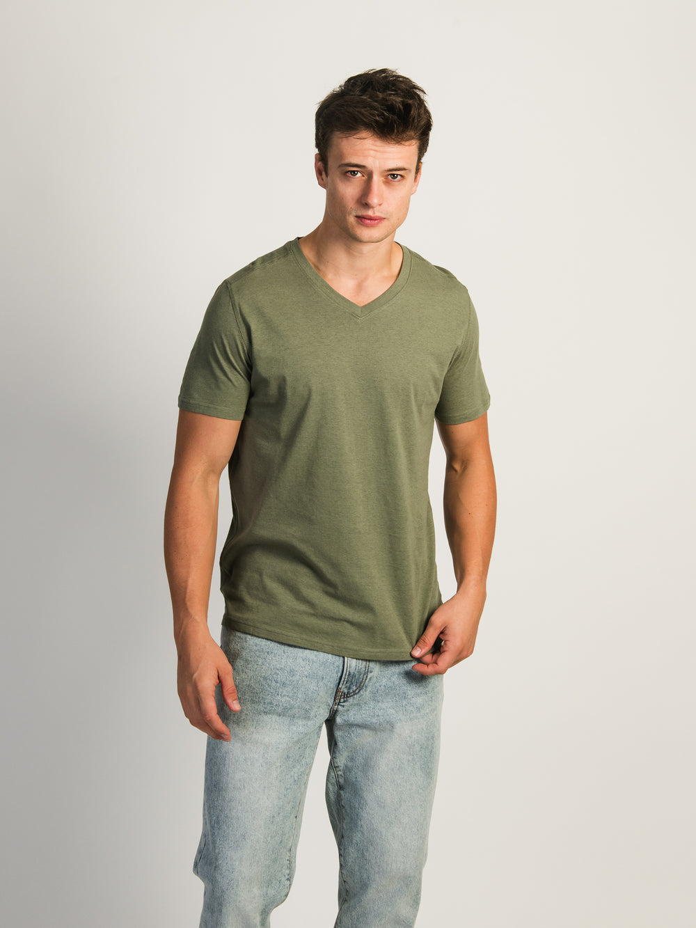 T-SHIRT VICTOR COL V - HEATHER OLIVE