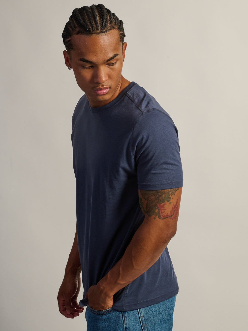 VICTOR CREWNECK - CARBONE MARRON MARINE
