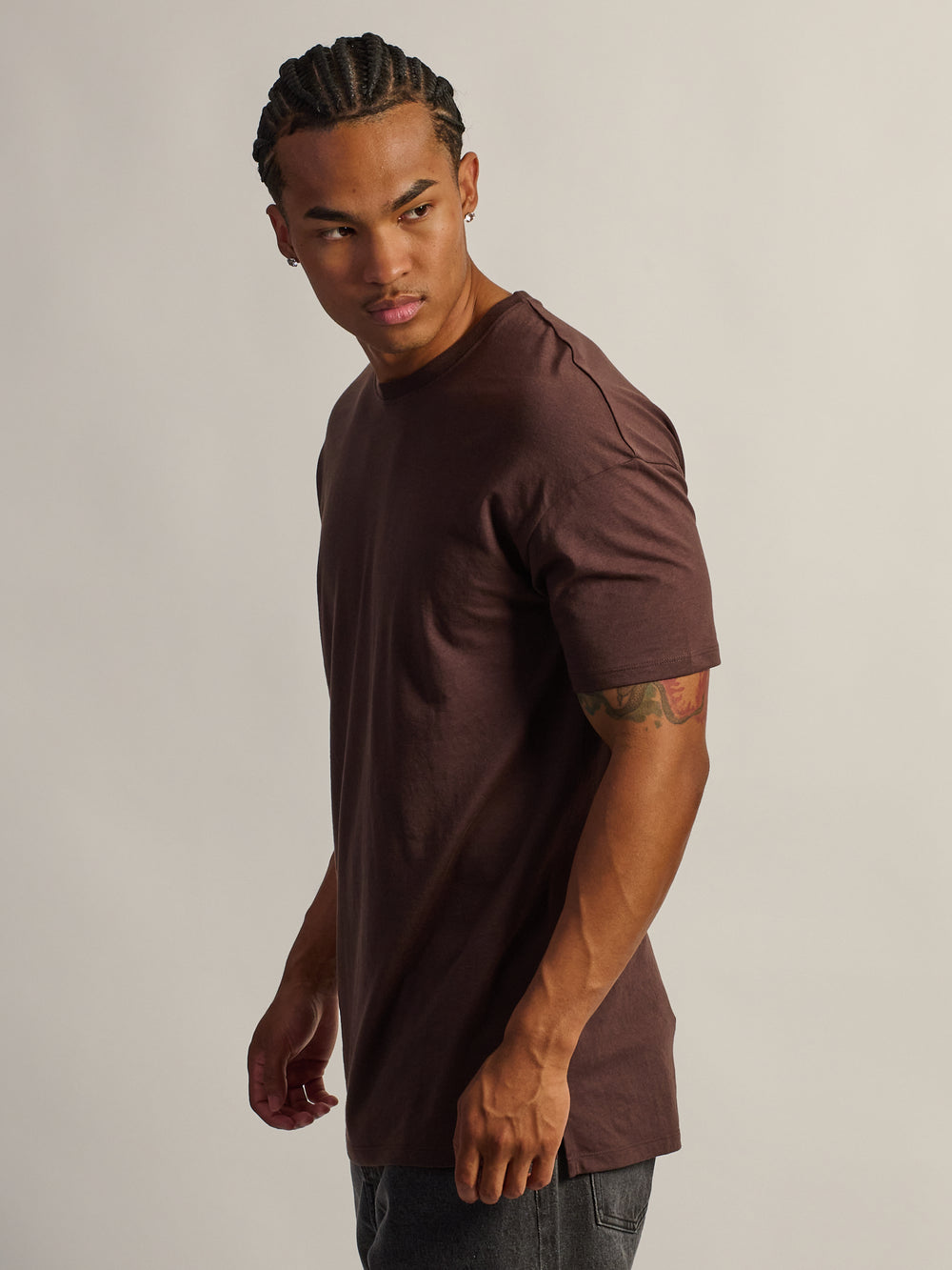 T-SHIRT COUPE LONGUE - CHOCOLAT
