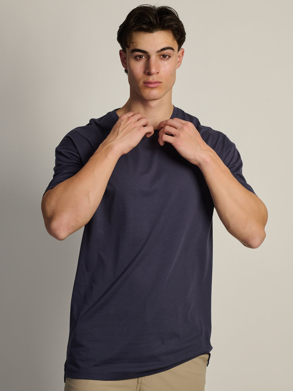 BOATHOUSE ESSENTIALS LONG FIT TEE - CHARCOAL NAVY - Boathouse