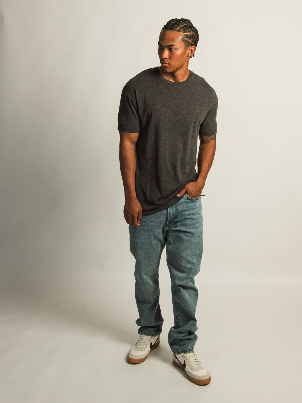 T-SHIRT LONG - GRIS FONCÉ