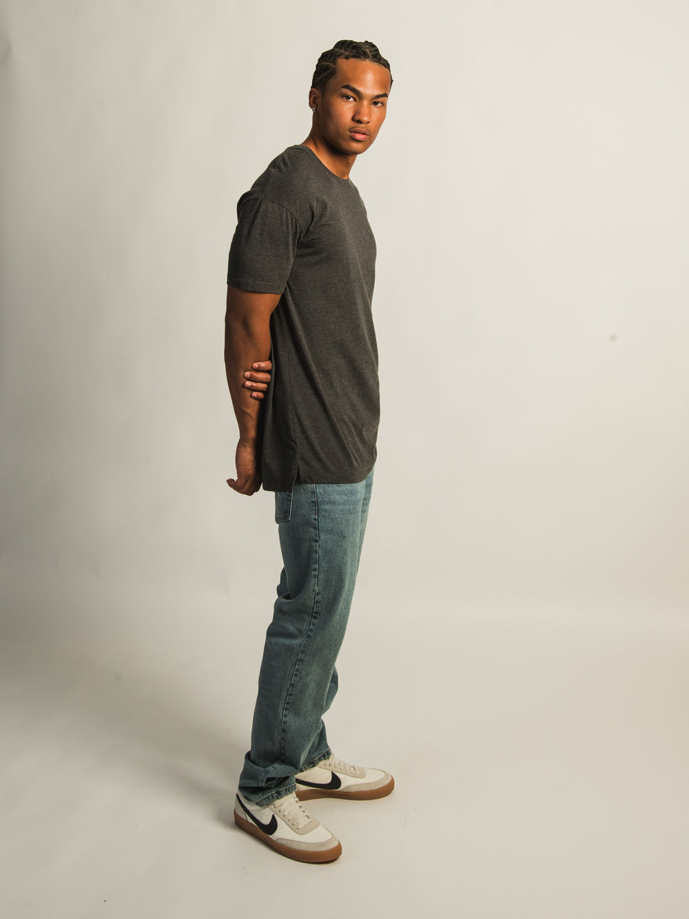 T-SHIRT LONG - GRIS FONCÉ