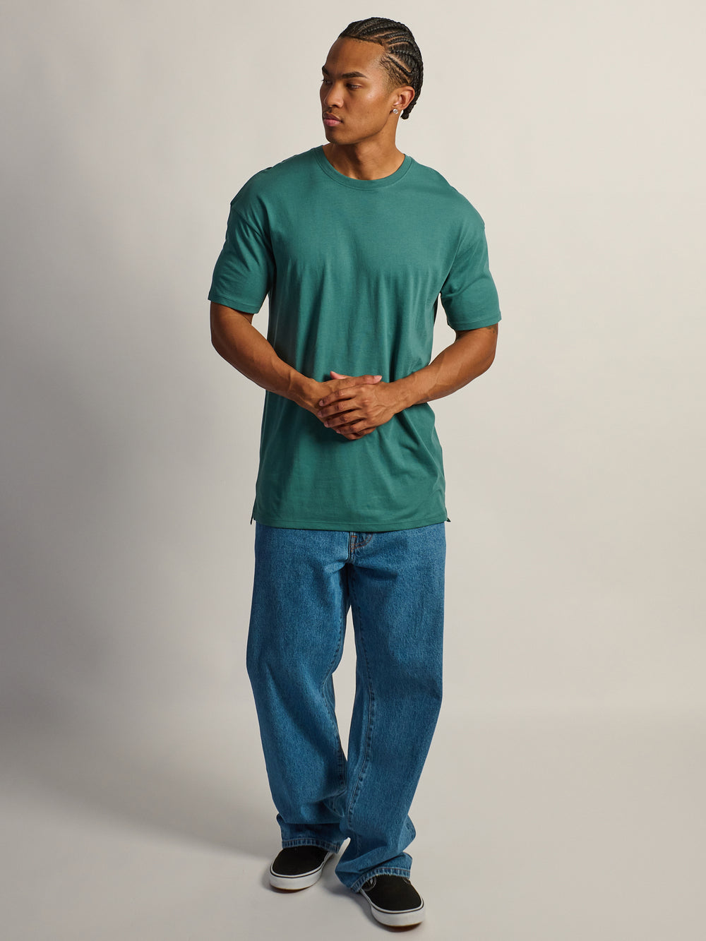 T-SHIRT COUPE LONGUE - VERT FONCÉ