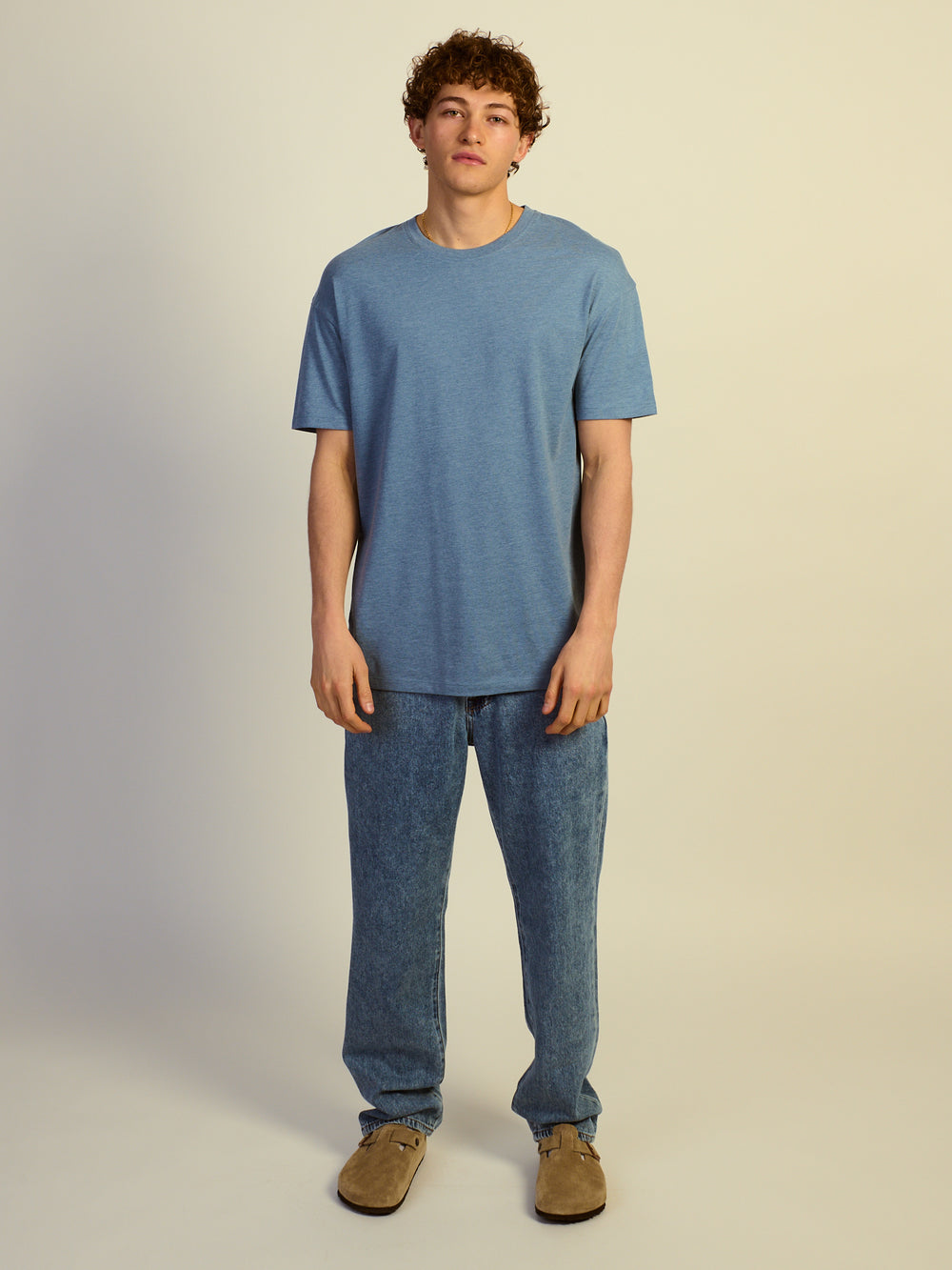 LONG FIT TEE - HEATHER BLUE