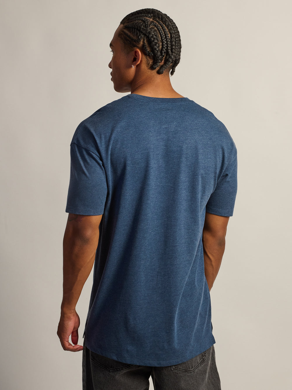 T-SHIRT COUPE LONGUE - MARINE CHINÉ