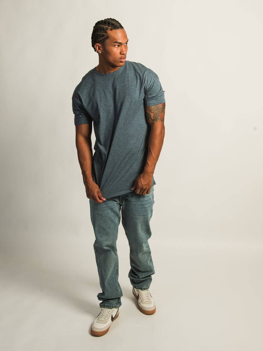 LONG FIT TEE- NAVY