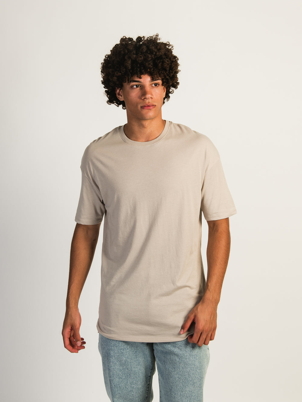 LONG FIT TEE - PEBBLE