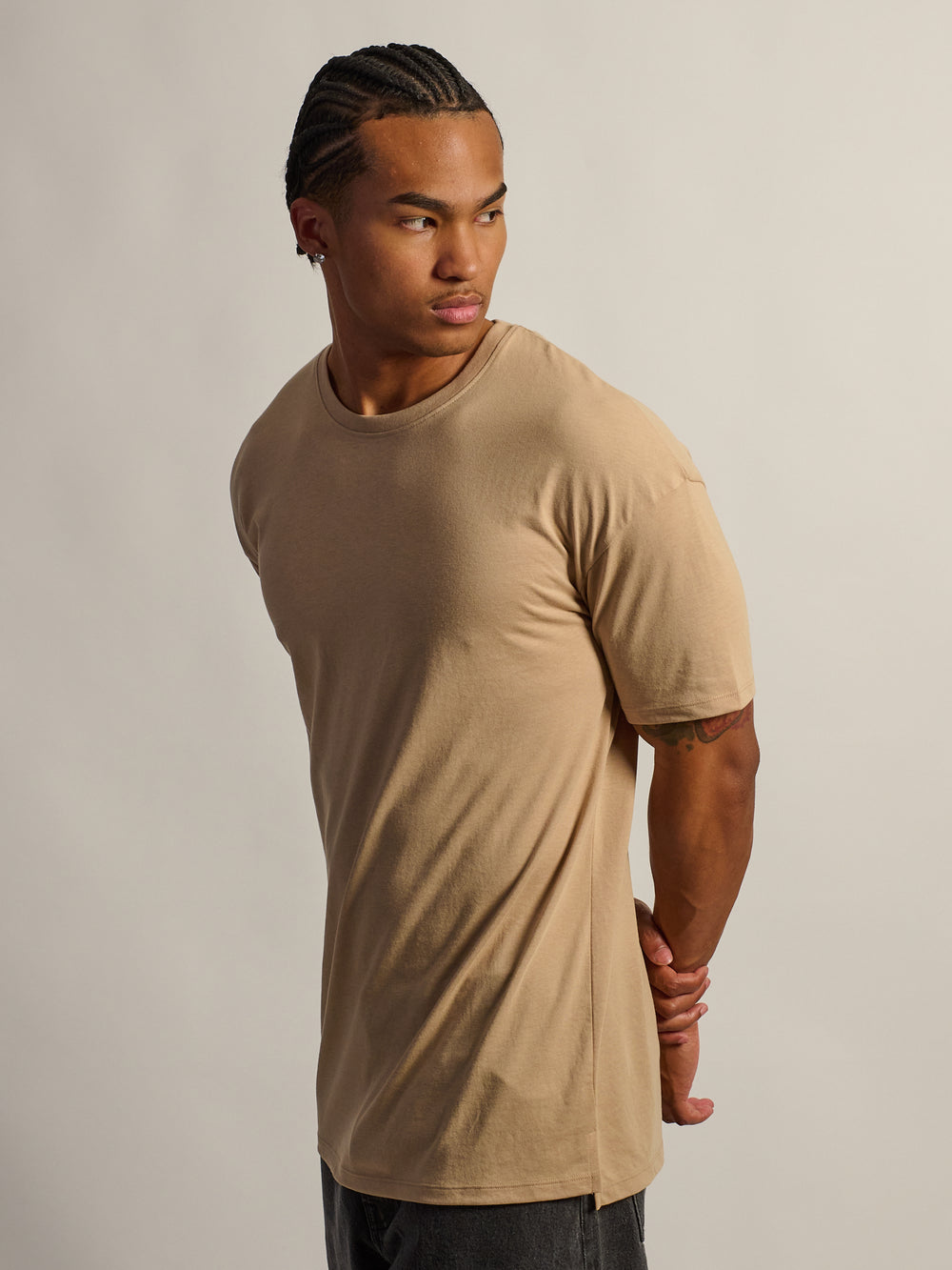 T-SHIRT COUPE LONGUE - SABLE