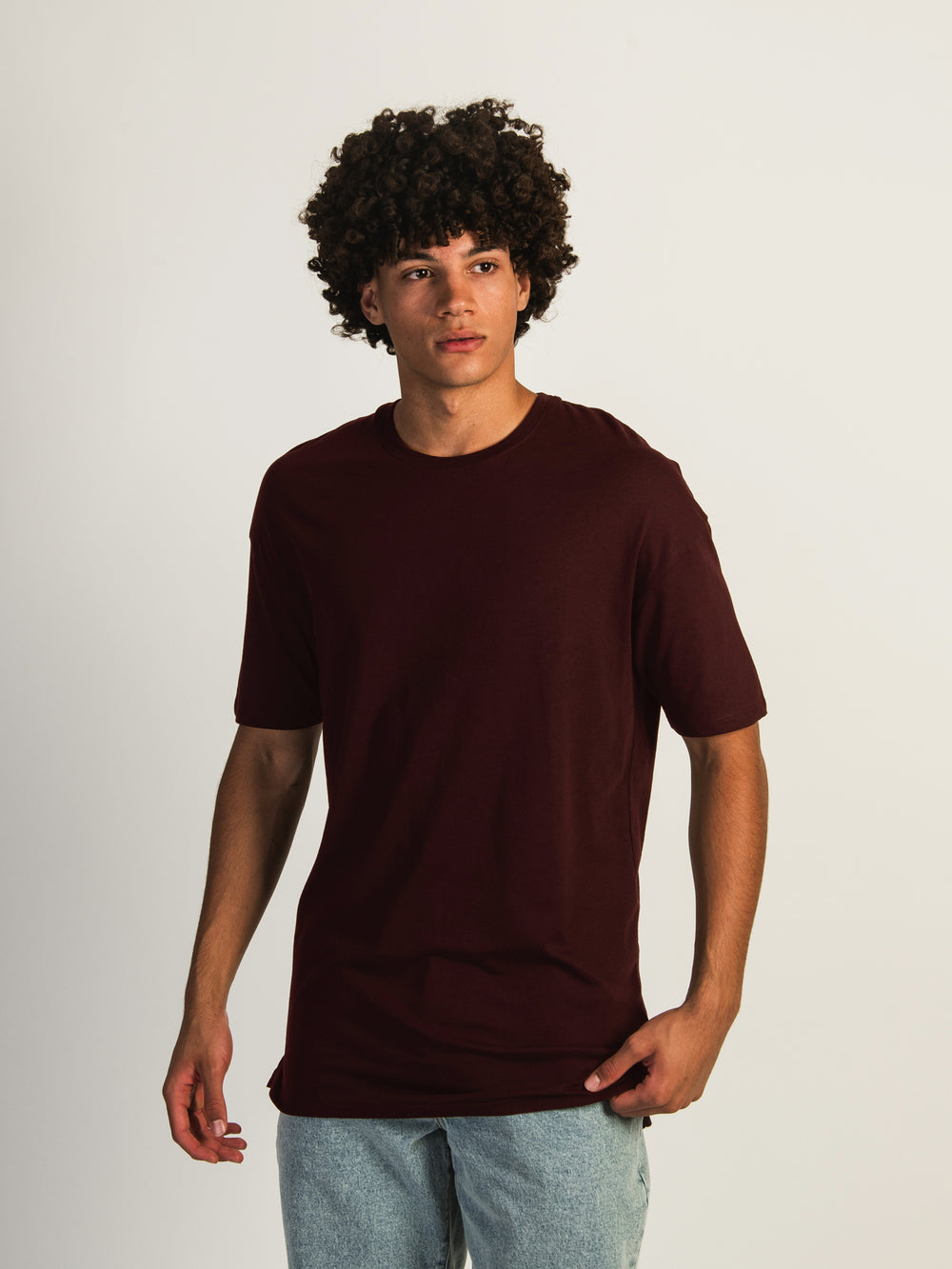 T-SHIRT COUPE LONGUE - PRUNE
