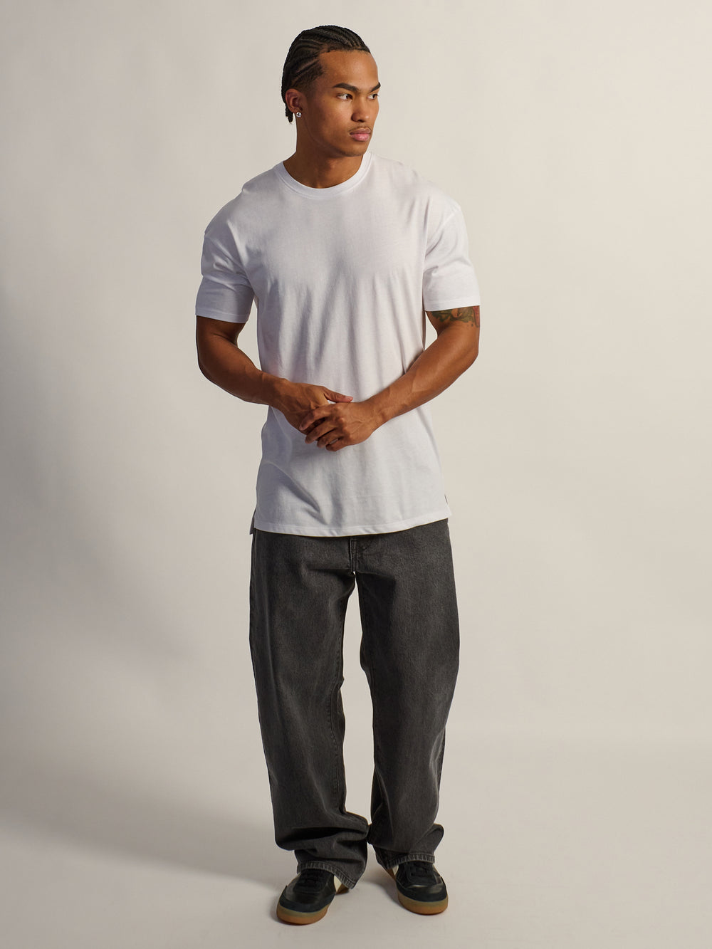 T-SHIRT COUPE LONGUE- BLANC