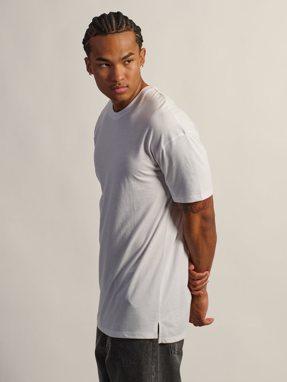 T-SHIRT COUPE LONGUE- BLANC