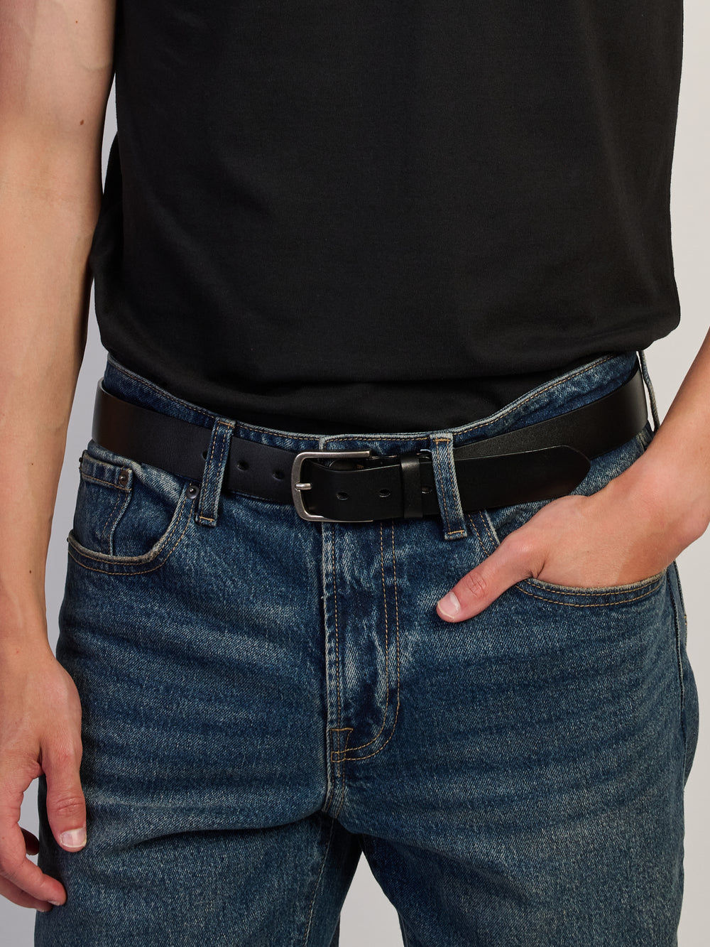 BOATHOUSE BLACK LEATHER BELT