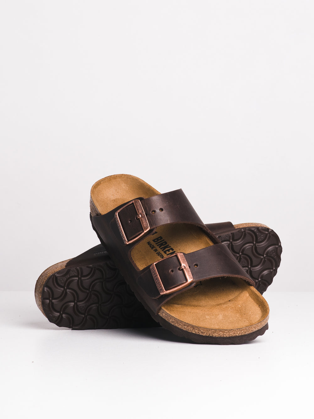 WOMENS BIRKENSTOCK ARIZONA HAVANA OILED LEATHER SANDALS - HABANA