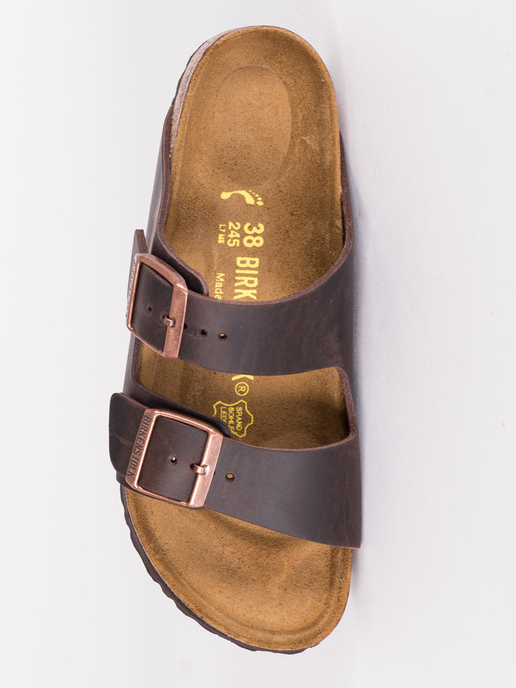 SANDALES ARIZONA EN CUIR HUILÉ POUR FEMME - HAVANA