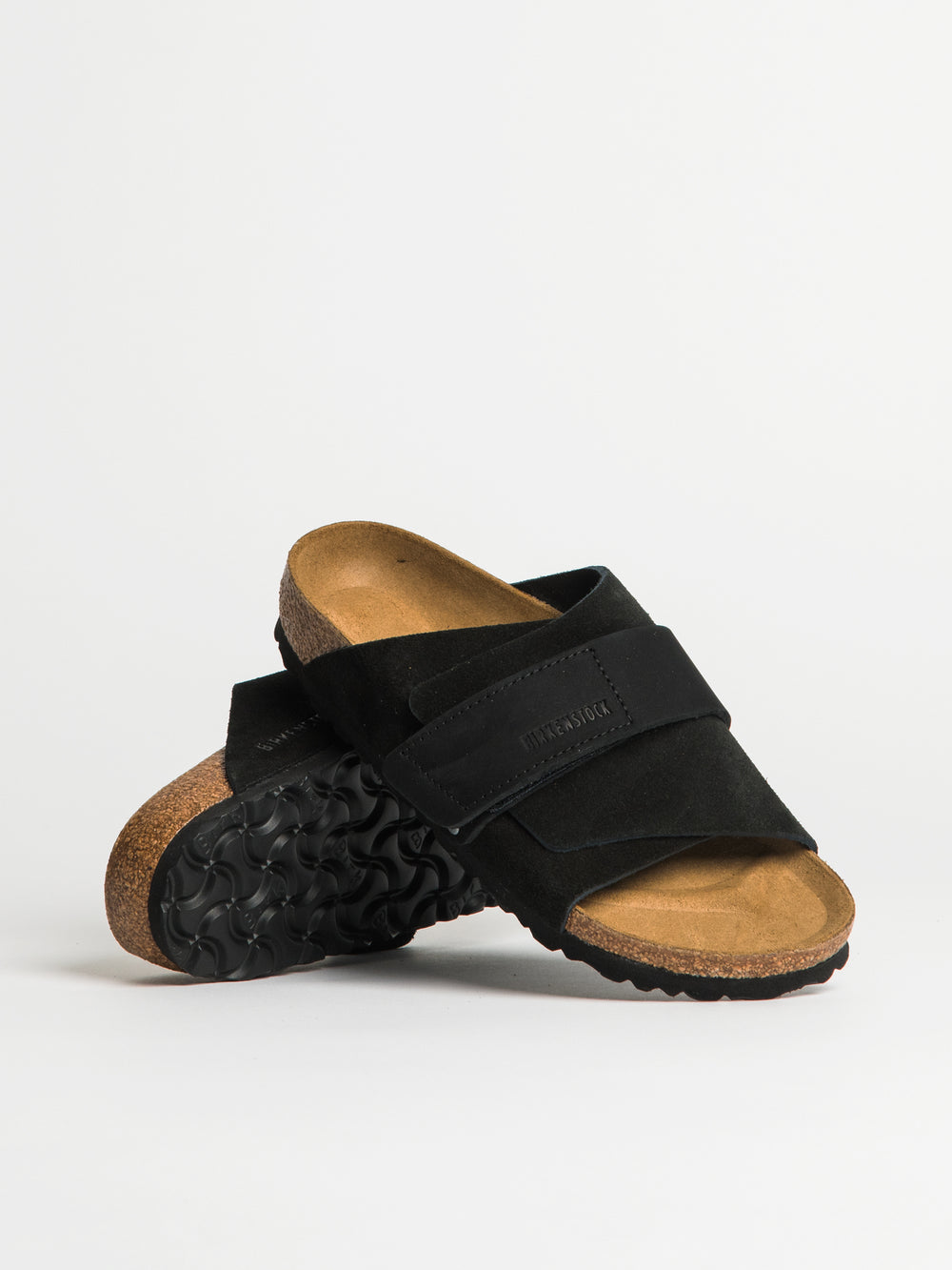 WOMENS BIRKENSTOCK KYOTO NUBUCK SUEDE NARROW FIT SANDALS - BLACK