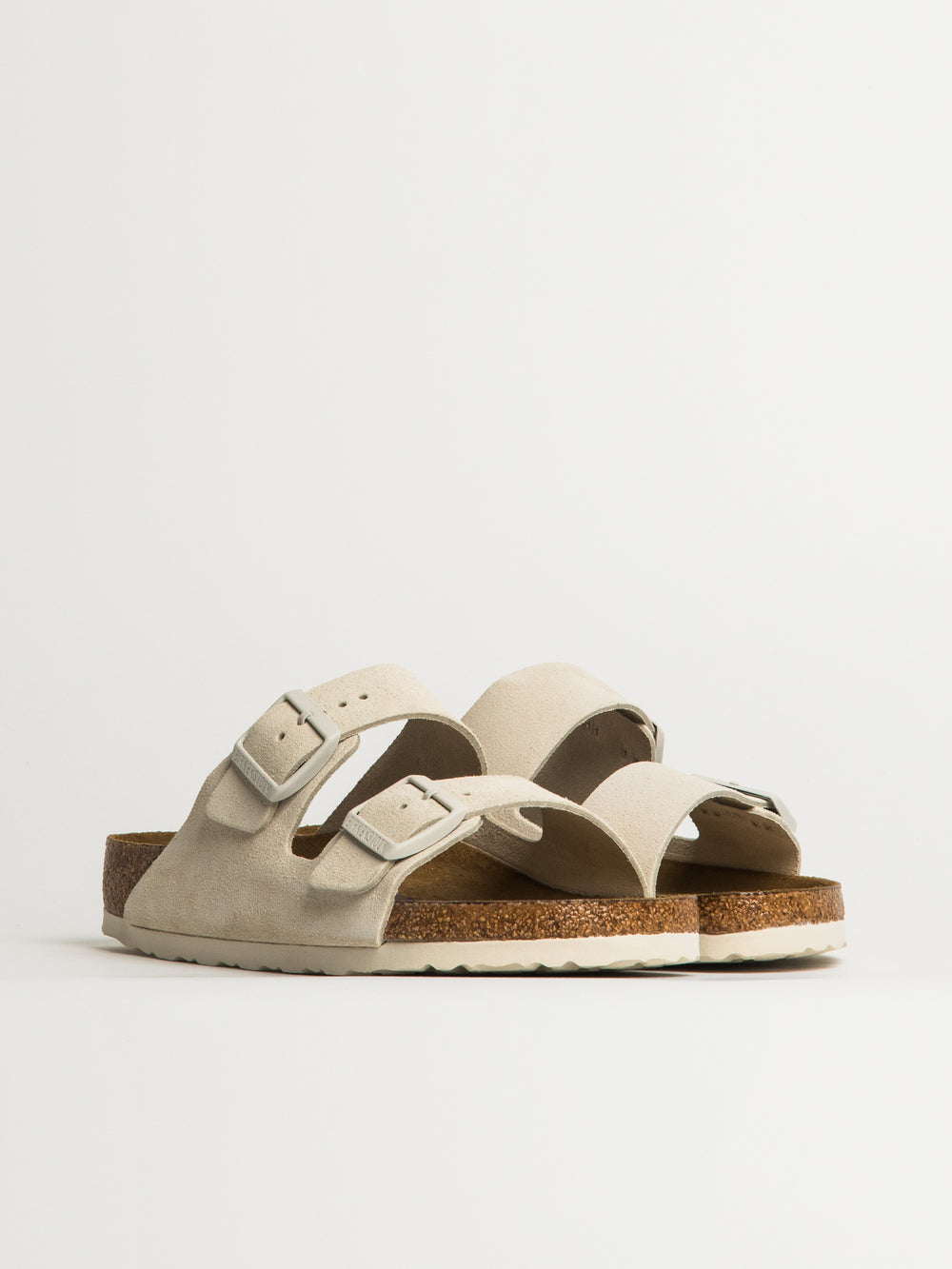 WOMENS BIRKENSTOCK ARIZONA SOFT FOOTBED SUEDE SANDALS - REGULAR - ANTIQUE WHITE