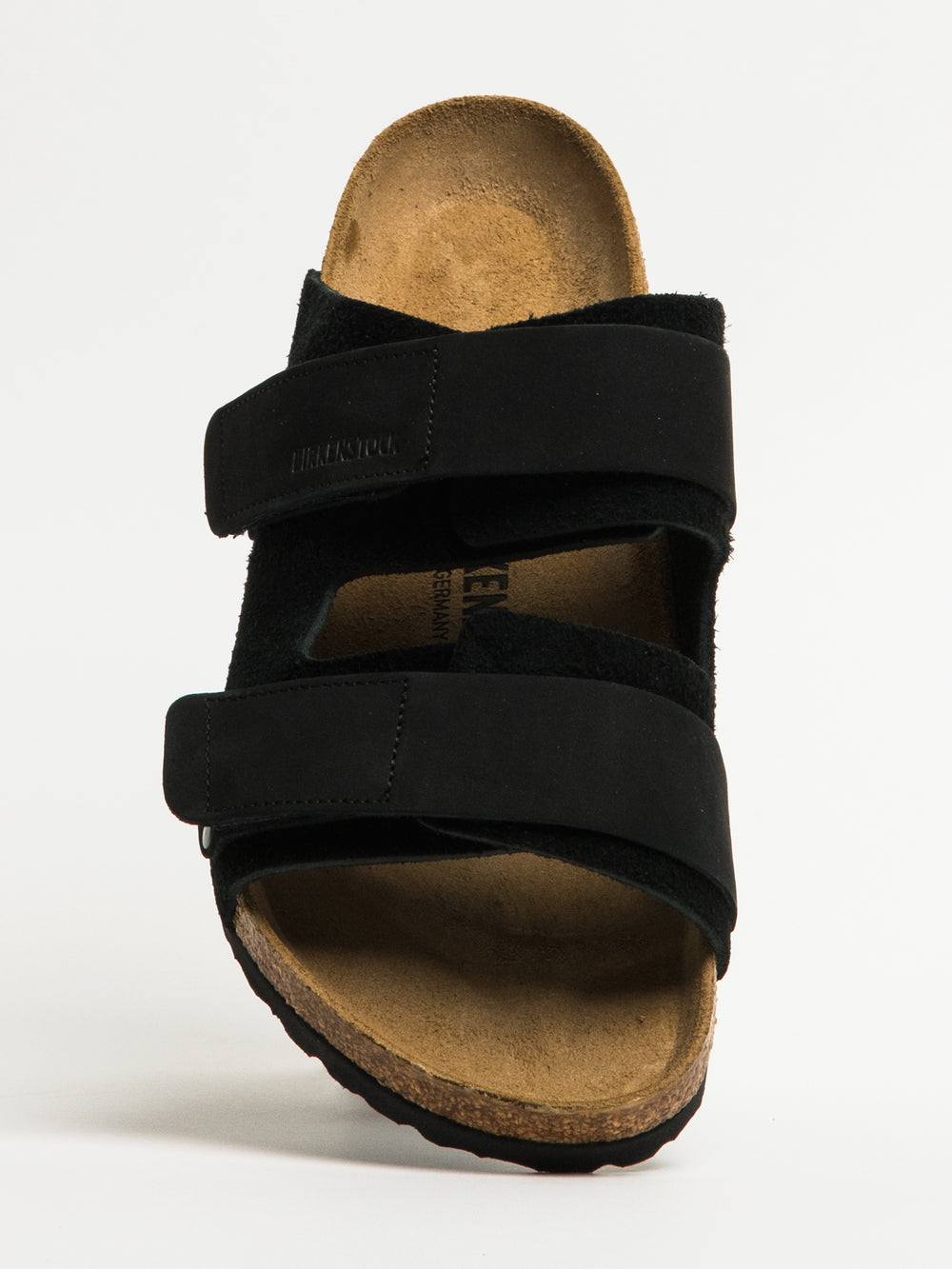 MENS BIRKENSTOCK UJI SUEDE NUBUCK SANDALS - REGULAR - BLACK