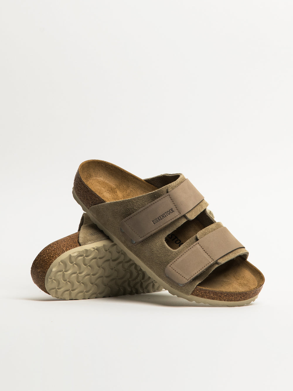 MENS BIRKENSTOCK UJI SUEDE NUBUCK SANDALS - REGULAR - TAUPE