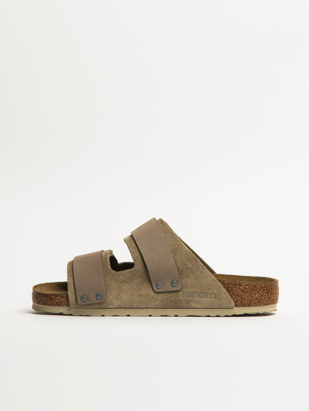 MENS BIRKENSTOCK UJI SUEDE NUBUCK SANDALS - REGULAR - TAUPE