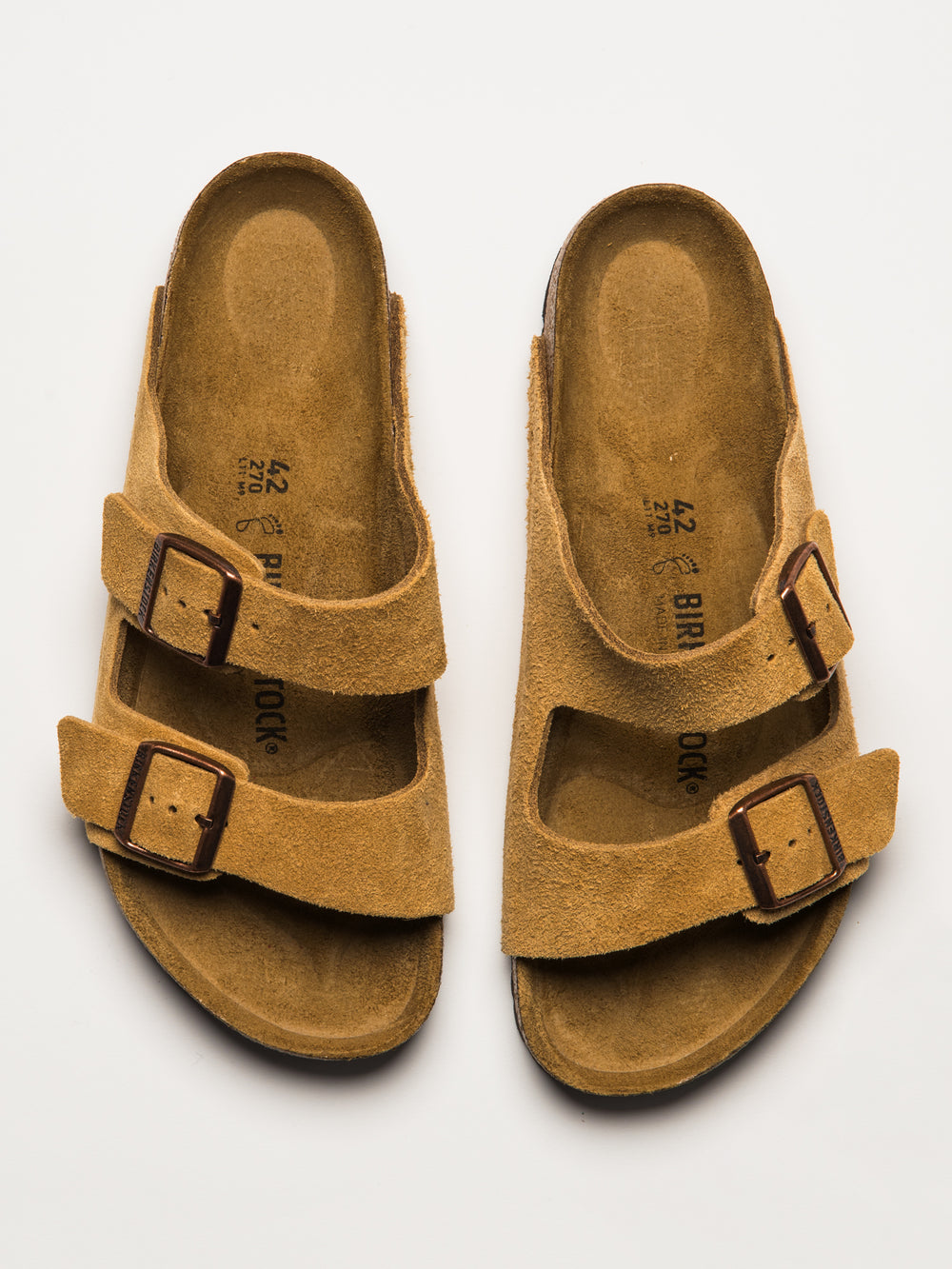 MENS BIRKENSTOCK ARIZONA SUEDE SANDALS - REGULAR - LATTE