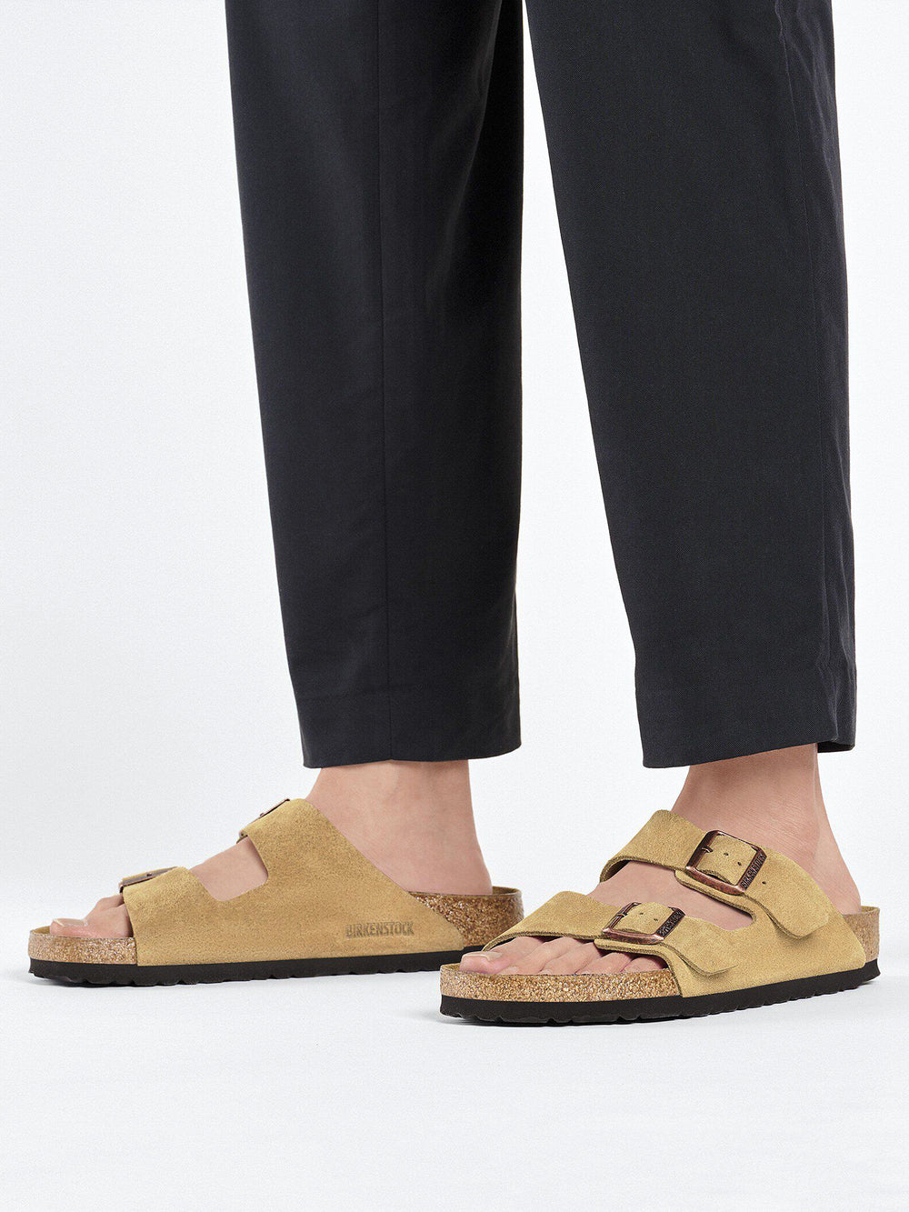 MENS BIRKENSTOCK ARIZONA SUEDE SANDALS - REGULAR - LATTE