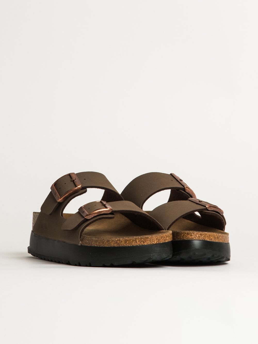 WOMENS BIRKENSTOCK ARIZONA VEGAN PLATFORM SANDALS - MEDIUM/NARROW - MOCHA