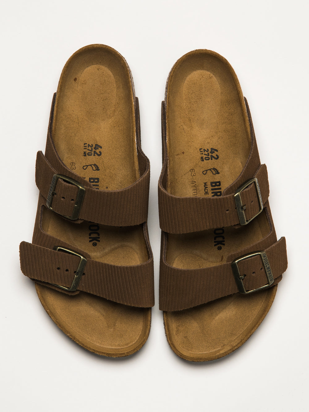 MENS BIRKENSTOCK ARIZONA CORD SUEDE - REGULAR - DARK TEA