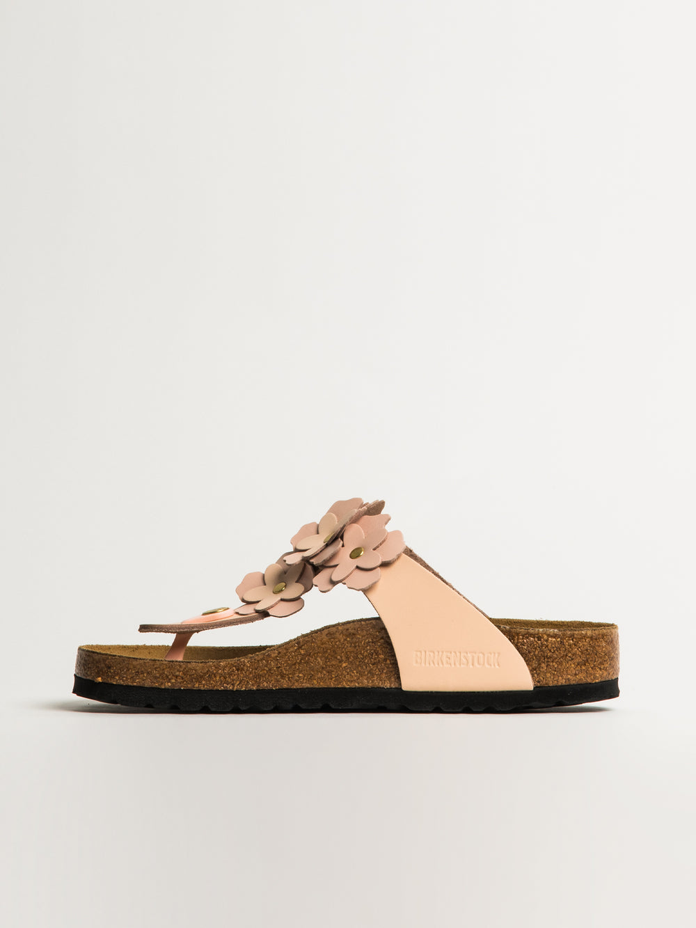 WOMENS BIRKENSTOCK GIZEH FLOWER LEATHER SANDALS - REGULAR - LIGHT ROSE