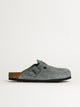 MENS BIRKENSTOCK BOSTON SOFT FOOTBED SUEDE SANDALS - REGULAR - BASALT GREY