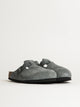 MENS BIRKENSTOCK BOSTON SOFT FOOTBED SUEDE SANDALS - REGULAR - BASALT GREY