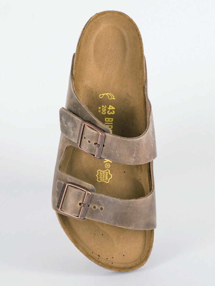 SANDALES EN CUIR HUILÉ ARIZONA POUR HOMME - TABAC