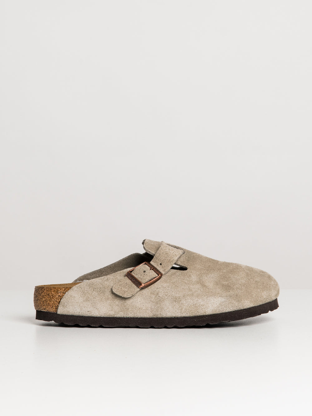WOMENS BIRKENSTOCK BOSTON SOFT FOOTBED CLOGS - REGULAR - TAUPE