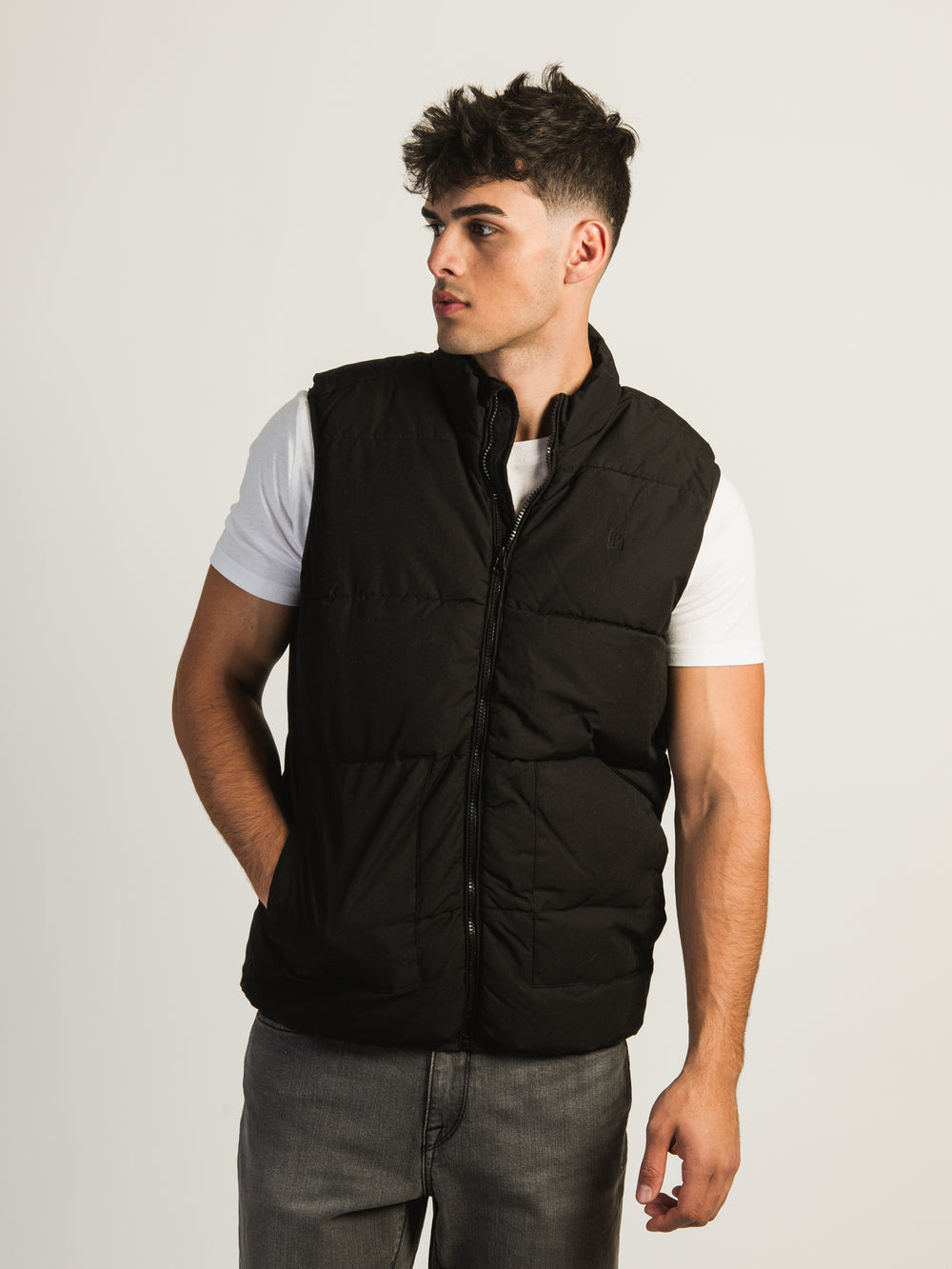 BLEND PUFFER VEST - BLACK - CLEARANCE