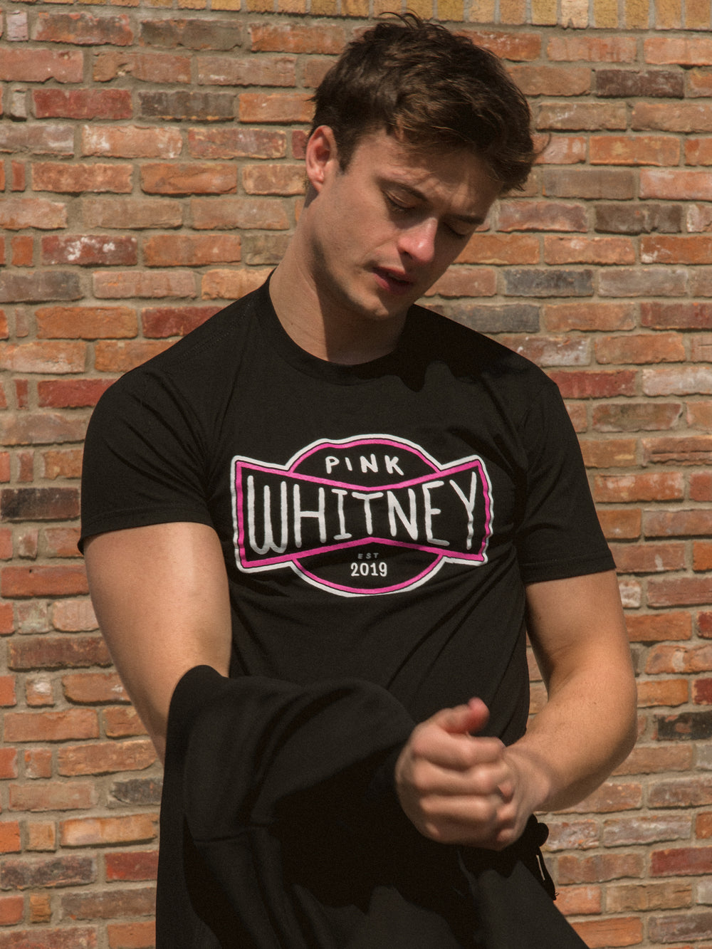 BARSTOOL SPORTS PINK WHITNEY BADGE LOGO T-SHIRT - CLEARANCE