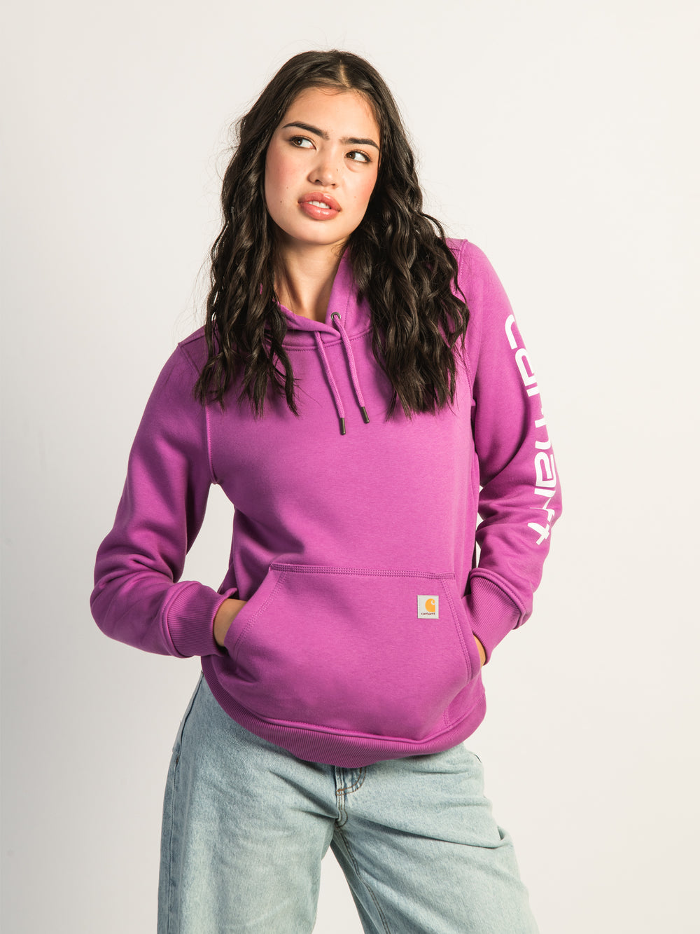 CARHARTT CARHARTT LOGO SLEEVE PULL OVER HOODIE - LIGHT PINK - Boathouse