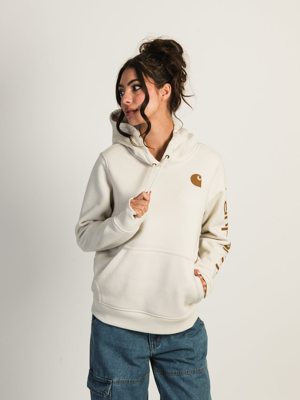 SWEAT À CAPUCHE CARHARTT LOGO SUR MANCHE