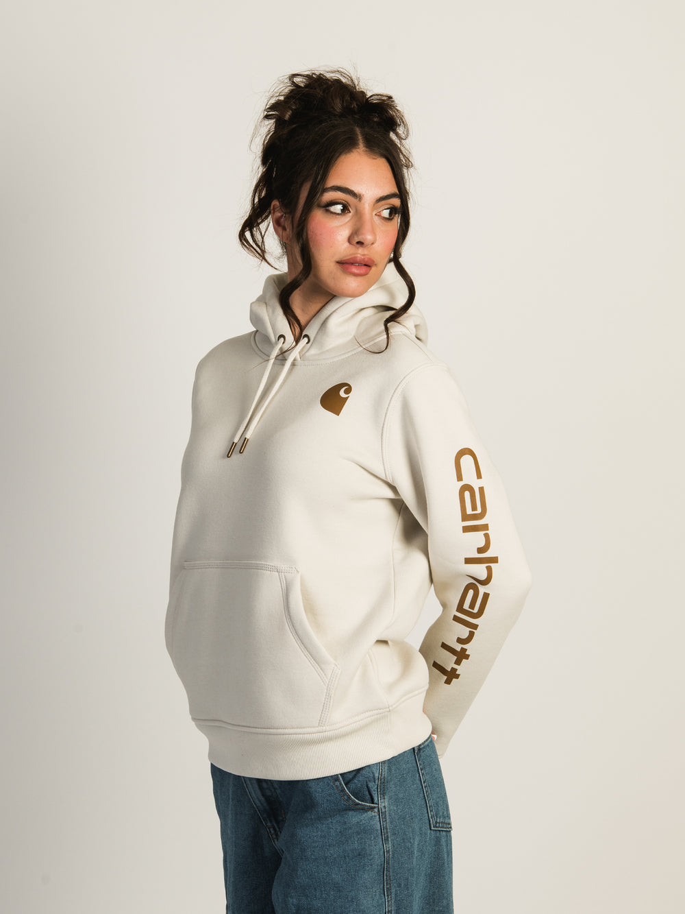 SWEAT À CAPUCHE CARHARTT LOGO SUR MANCHE