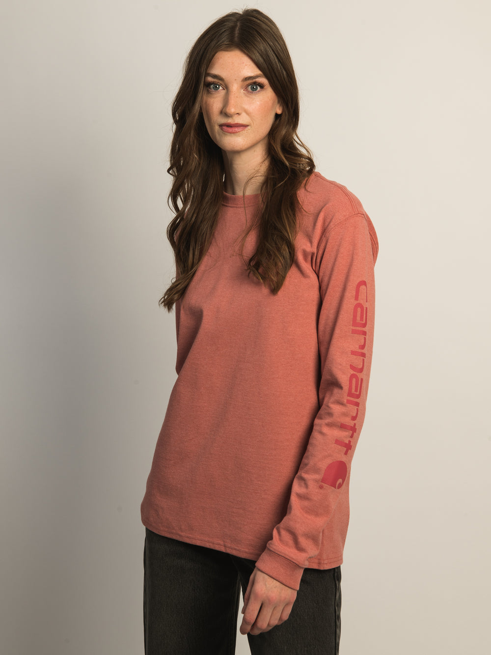 CARHARTT LONG SLEEVE LOGO TEE - ROSE