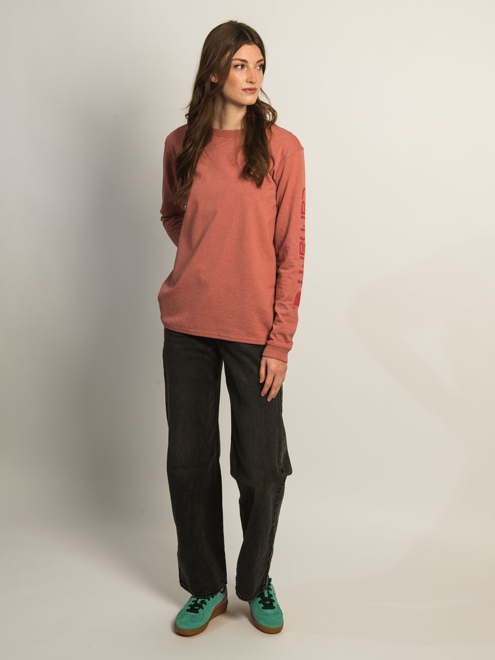 CARHARTT LONG SLEEVE LOGO TEE - ROSE