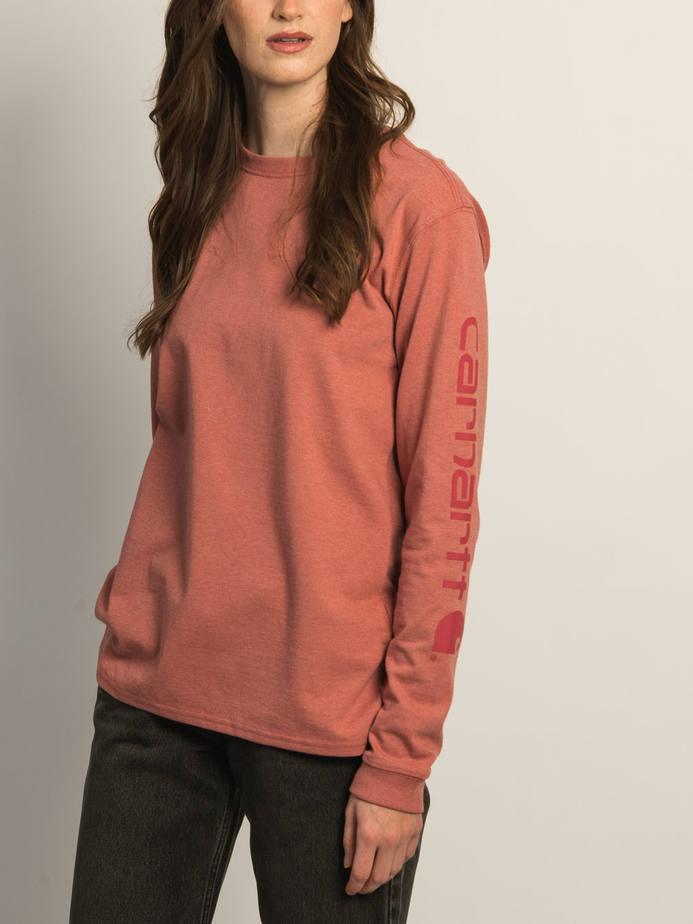 CARHARTT LONG SLEEVE LOGO TEE - ROSE