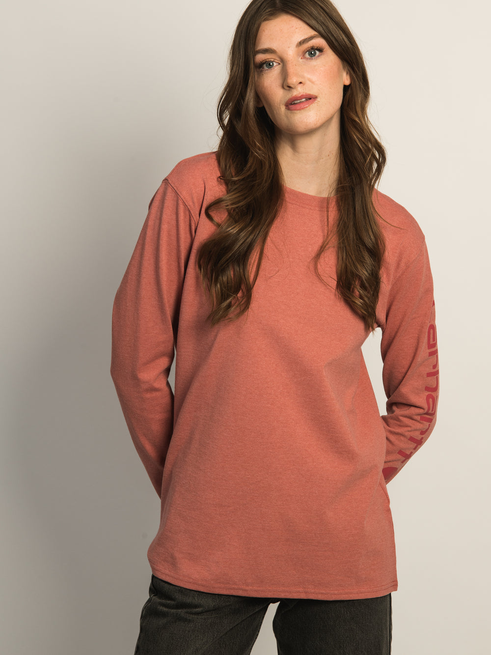 CARHARTT LONG SLEEVE LOGO TEE - ROSE