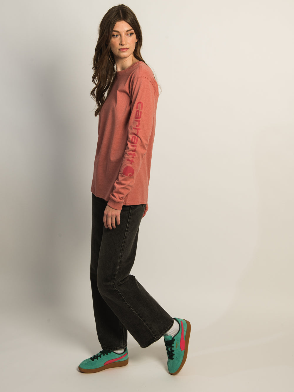 CARHARTT CARHARTT LONG SLEEVE LOGO TEE - ROSE - Boathouse