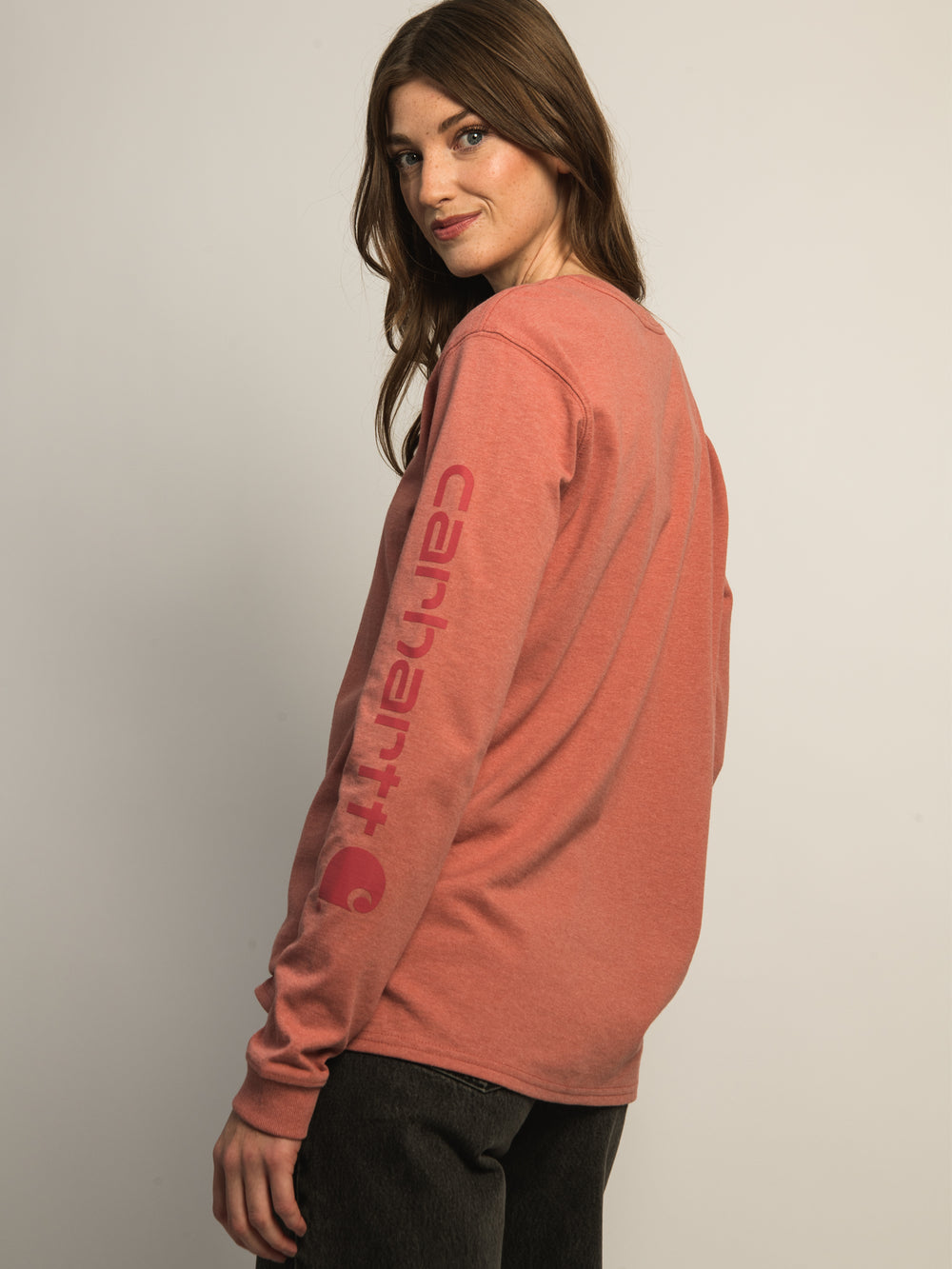 CARHARTT LONG SLEEVE LOGO TEE - ROSE
