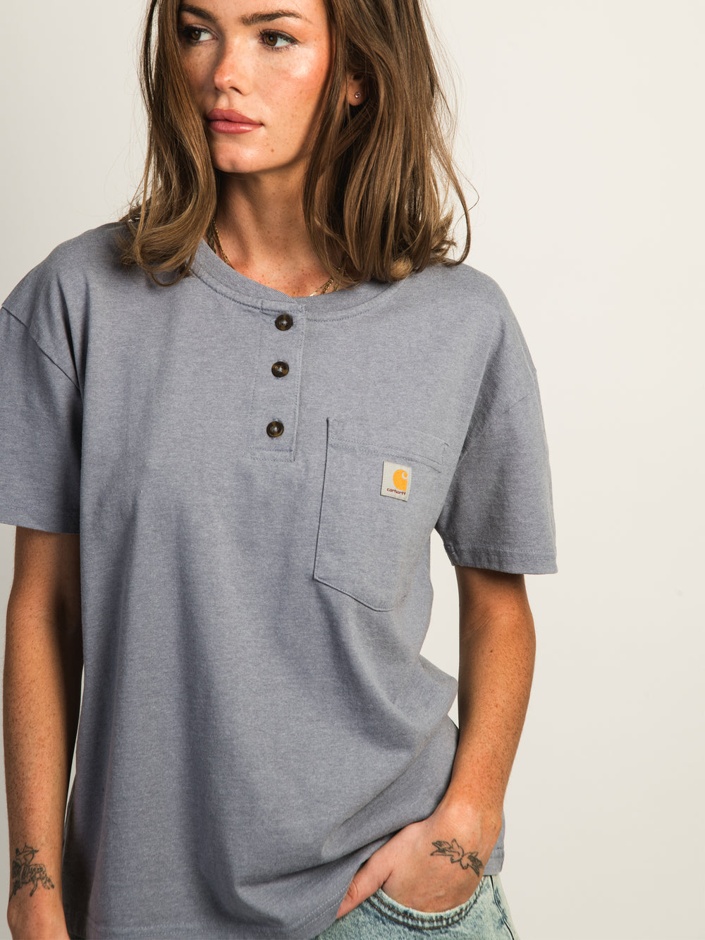 CARHARTT HENLEY T-SHIRT - WISTERIA