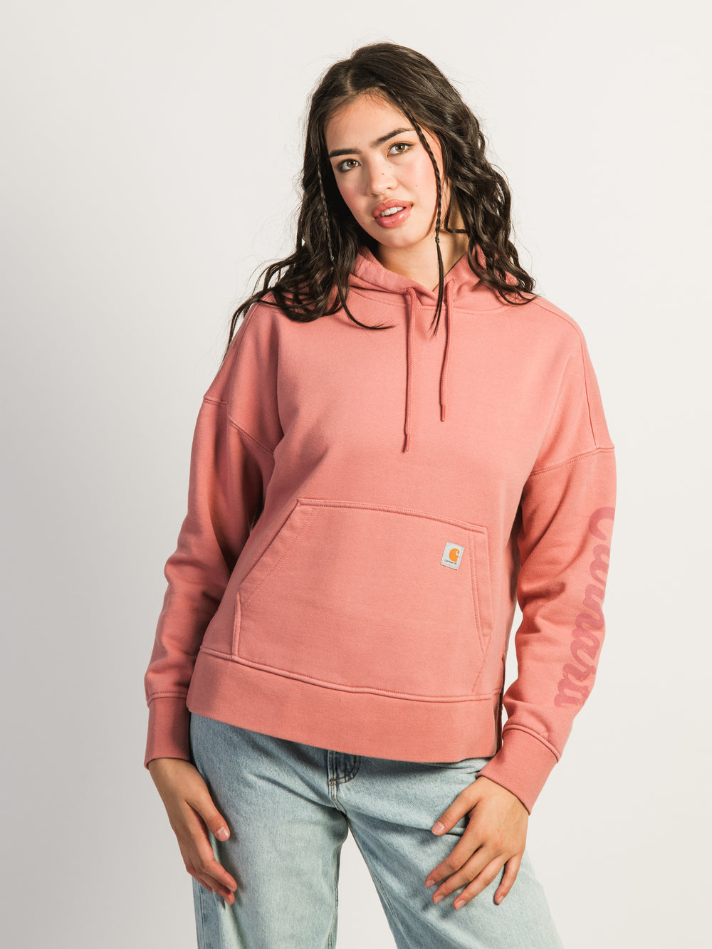 CARHARTT OVERSIZED MIDWEIGHT HEART GRAPHIC HOODIE - ROSE