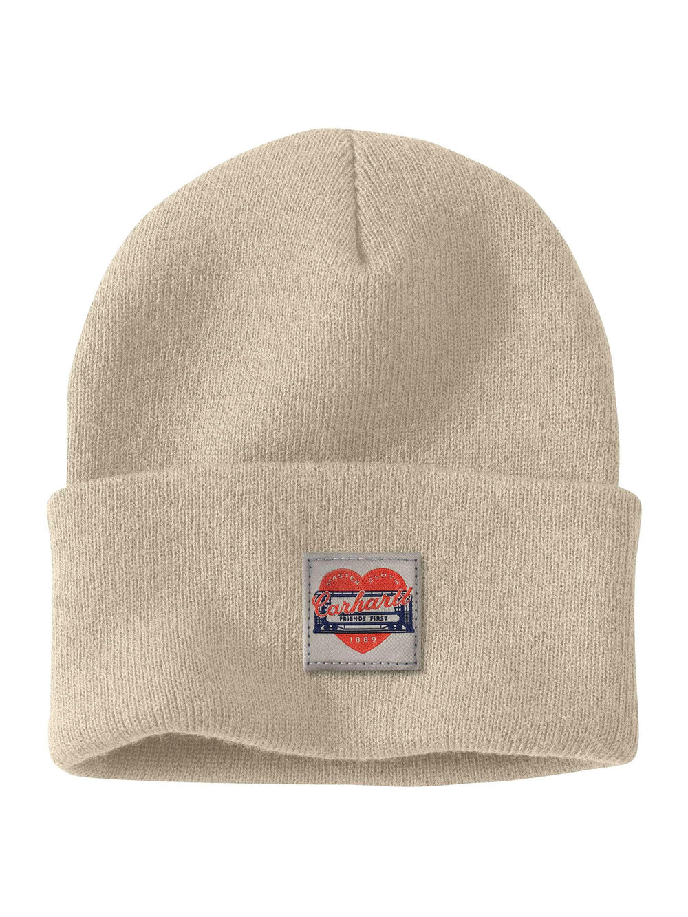 CARHARTT KNIT HEART PATCH BEANIE - OATMEAL