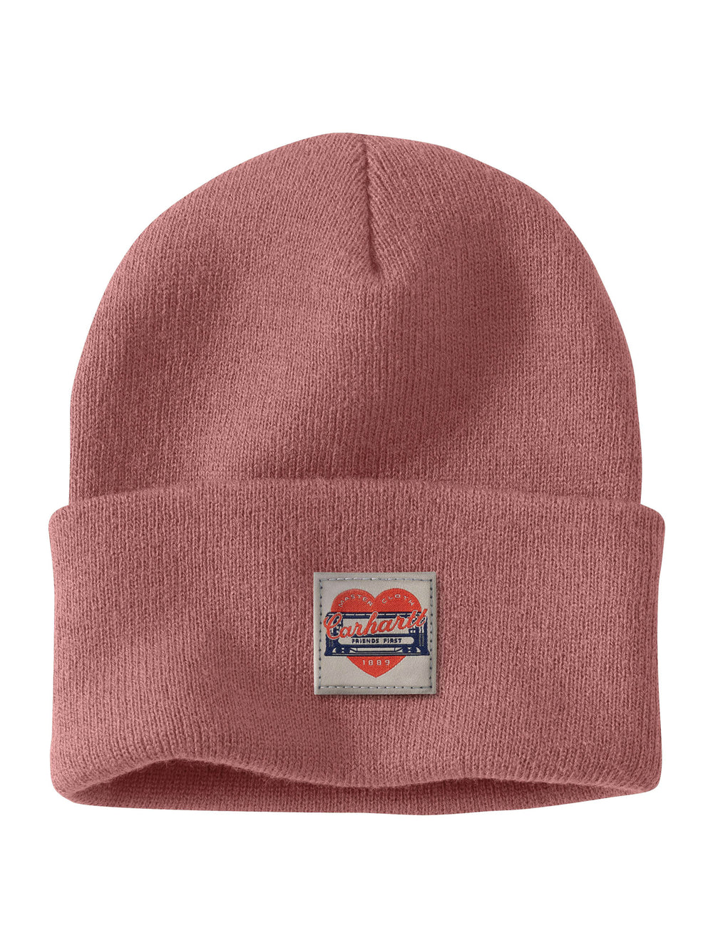 CARHARTT KNIT HEART PATCH BEANIE - ROSE