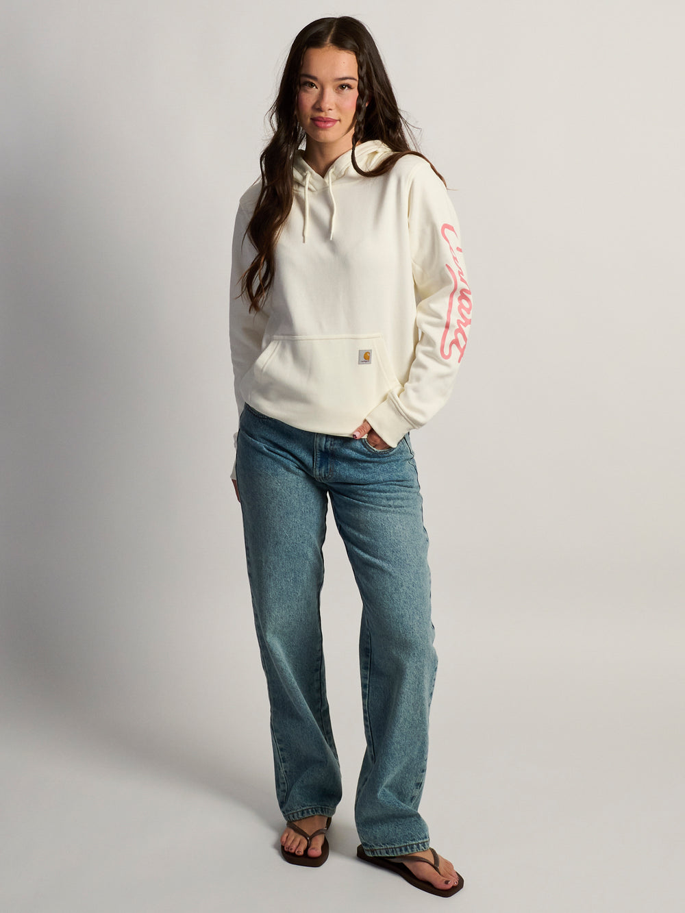CARHARTT SAWYER SCRIPT LOGO SWEATER - EGGSHELL