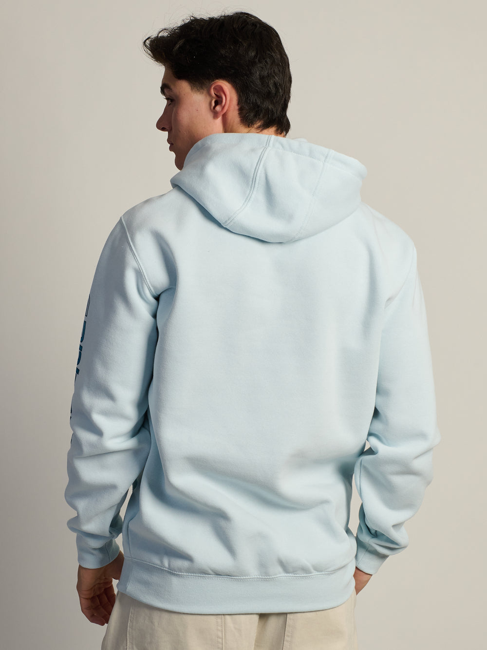 HOODIE CARHARTT LOGO SUR MANCHE - FOG